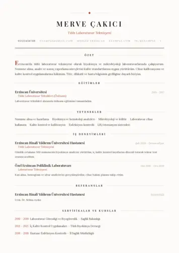 Laboratuvar Teknisyeni Cv Örnekleri cv indir
